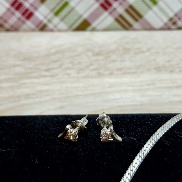 Vintage Avon Silver Tone Necklace & Earrings Costume Jewelry Set #23W - Picture 11 of 16